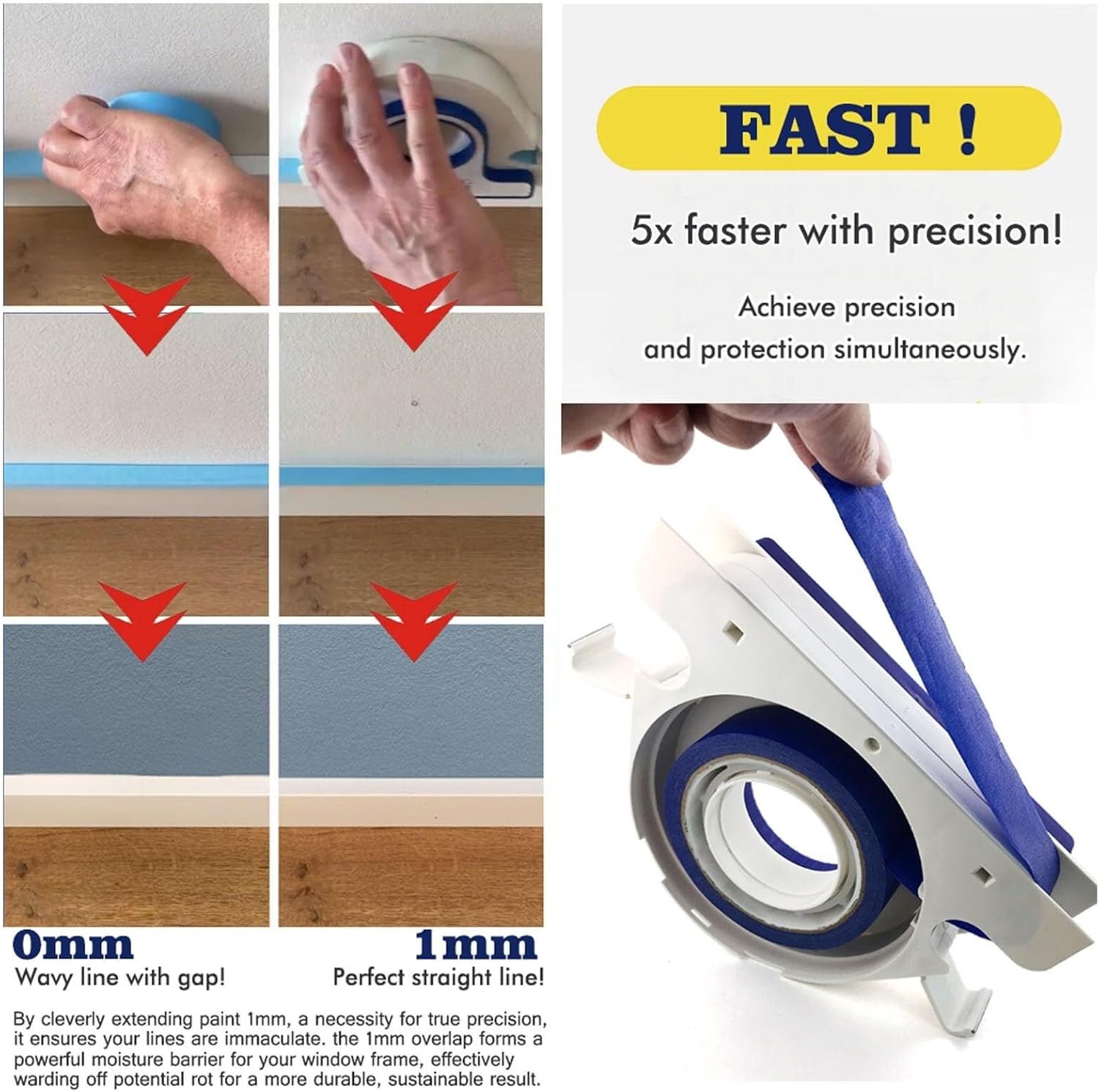 Tape Applicator, Masking Master Tape Dispenser with Scraper, Masking Paint Tape Applicator Set for Painting Trim, Wall and Floor Painting