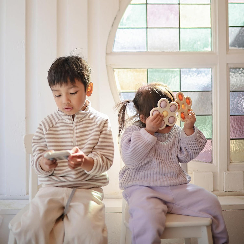 mushie Flower Press Toy (Rose/Blush/Shifting Sand)